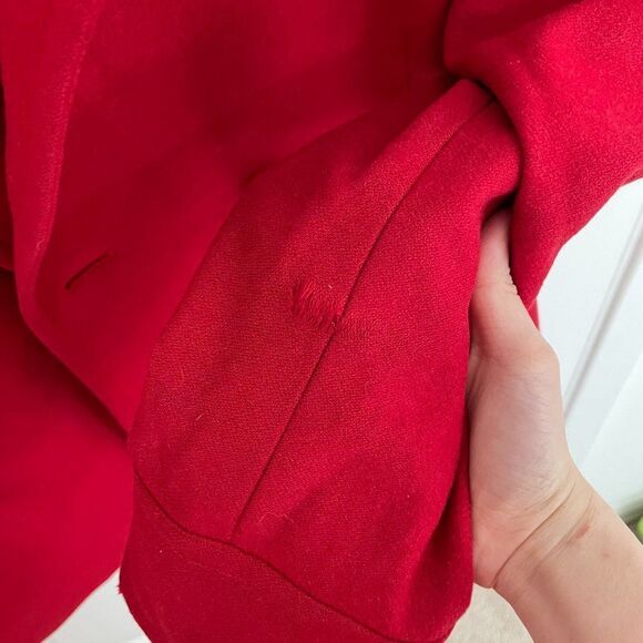 Women Cashmere Boutique Cashmere Wool Blend Pea Coat Mid Length Red Size 4 - Picture 5 of 13